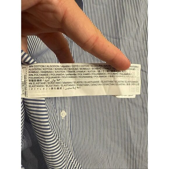 MNG blue and white stripe button up shirt size 6 - Picture 4 of 4